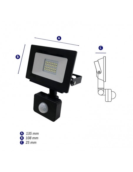 PROYECTOR LED C/ SENSOR 20W LUZ FRÍA EXTERIOR 220V