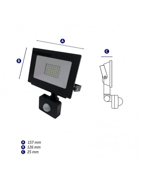 PROYECTOR LED C/ SENSOR 30W LUZ FRÍA EXTERIOR 220V