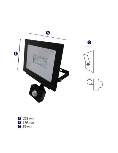 PROYECTOR LED C/ SENSOR 50W LUZ FRÍA EXTERIOR 220V