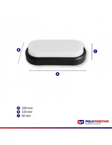 TORTUGA LED INTEGRADO OVALADA LUZ FRIA 20W  NEGRA