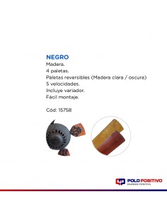 VENTILADOR TECHO MADERA 4 PAL 5 VELOC NEGRO 2