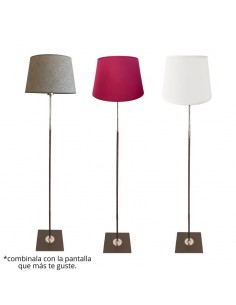 LAMPARA DE PIE CAÑO REDONDO MARRON NIQUEL SIN PANTALLA 2