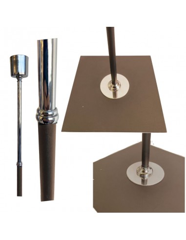 LAMPARA DE PIE CAÑO REDONDO MARRON NIQUEL SIN...