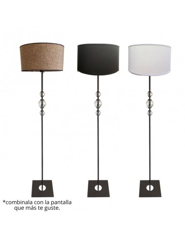 LAMPARA DE PIE CAÑO CUERO MARRON ESFERA VIDRIO...