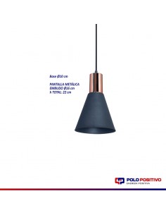 COLGANTE OSTENDE 1 LUZ E27 NEGRO COBRE 2