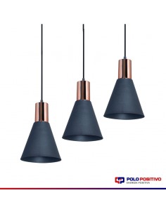 COLGANTE OSTENDE 3 LUCES E27 NEGRO COBRE 2