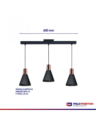 COLGANTE OSTENDE 3 LUCES E27 NEGRO COBRE