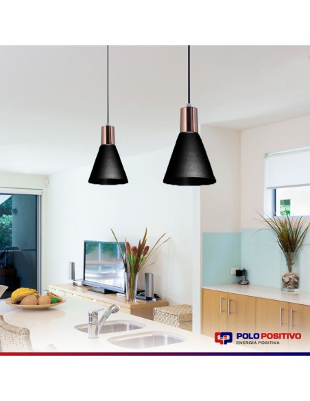COLGANTE OSTENDE 3 LUCES E27 NEGRO COBRE