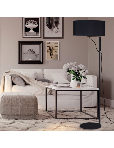 LAMPARA DE PIE LIBERTAD NEGRO PANTALLA NEGRA