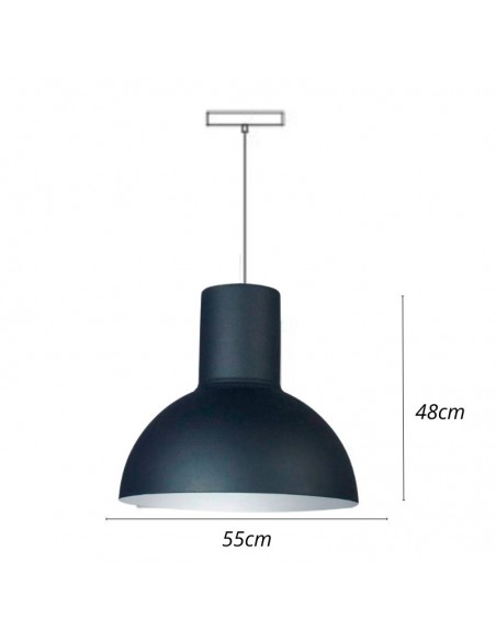 COLGANTE CAMPANA CAPUCHON INDUSTRIAL 2 LUCES E27 55CM NEGRO