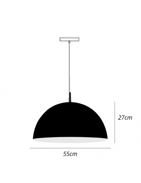 COLGANTE MEDIA ESFERA 2 LUCES 55CMS E27 CHAPA NEGRO BLANCO