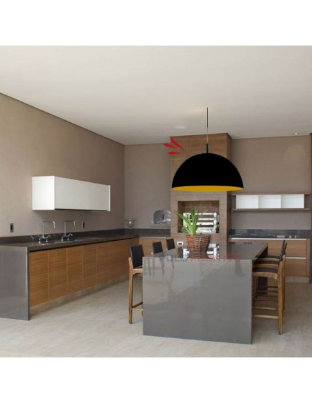 COLGANTE MEDIA ESFERA 2 LUCES 55CMS E27 CHAPA NEGRO COBRE