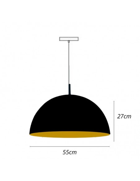 COLGANTE MEDIA ESFERA 2 LUCES 55CMS E27 CHAPA NEGRO COBRE