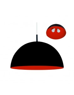 COLGANTE MEDIA ESFERA 2 LUCES 55CMS E27 CHAPA NEGRO ROJO