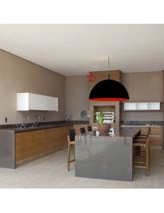 COLGANTE MEDIA ESFERA 2 LUCES 55CMS E27 CHAPA NEGRO ROJO 2