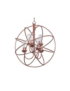 COLGANTE GLOBO VINTAGE 6 LUCES COBRE ACERO 60CM