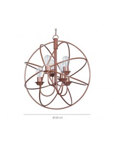 COLGANTE GLOBO VINTAGE 6 LUCES COBRE ACERO 60CM 2
