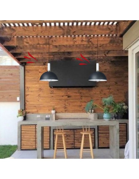 COLGANTE MEDIA ESFERA 30CM E27 NEGRO BLANCO