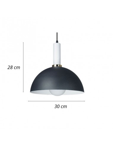 COLGANTE MEDIA ESFERA 30CM E27 NEGRO BLANCO