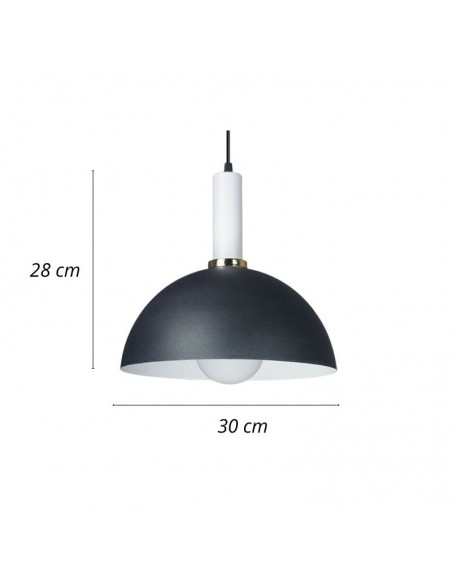 COLGANTE MEDIA ESFERA 30CM E27 NEGRO BLANCO