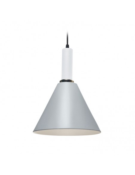 COLGANTE CONICO CHAPA 25CM GRIS CLARO CON BLANCO E27