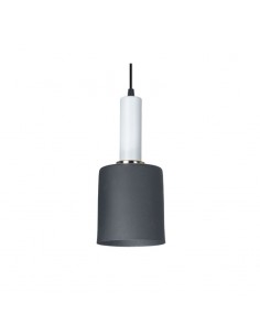 COLGANTE RECTO CHICO 12CM GRIS OSCURO CON BLANCO E27