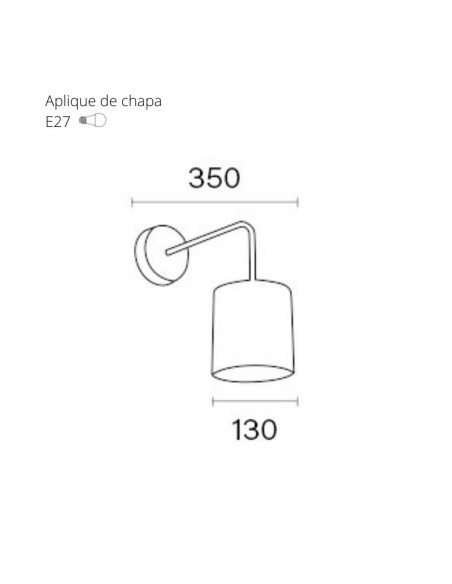 APLIQUE RECTO 13CM NEGRO COBRE CHAPA E27