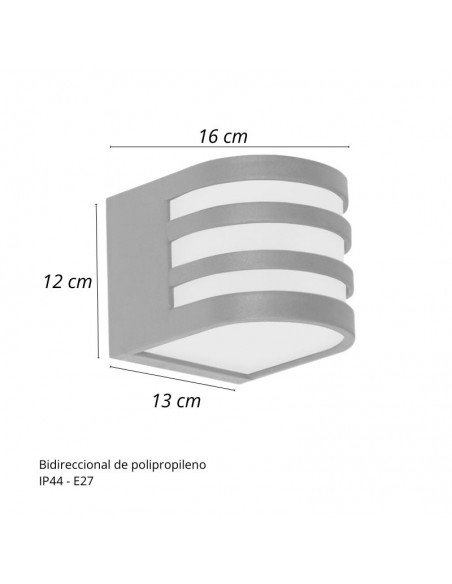 APLIQUE BIDIRECCIONAL POLIPROPILENO 1 LUZ E27 GRIS FAROLUZ