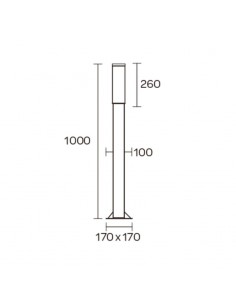 FAROLA ALUMINIO 2420 E27 NEGRO 100CM 2