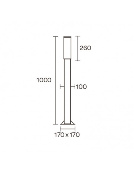 FAROLA ALUMINIO 2420 E27 NEGRO 100CM