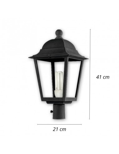 FAROL POLICARBONATO 4 CARAS E27 NEGRO