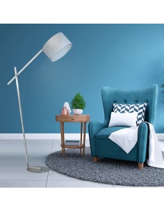 LAMPARA DE PIE GOYA ACERO PANTALLA GRIS 2