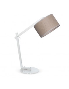 LAMPARA DE MESA GOYA BLANCO CON PANTALLA CAÑAMO
