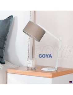 LAMPARA DE MESA GOYA BLANCO CON PANTALLA CAÑAMO 2