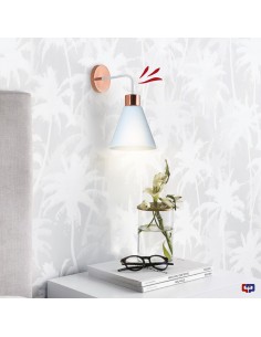 APLIQUE PARED OSTENDE 1 LUZ E27 CON BRAZO BLANCO COBRE 2