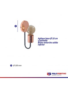 APLIQUE PARED WANDA 1 LUZ NEGRO COBRE 2