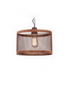 COLGANTE PILAR PANTALLA METALICA 30CMS 1 LUZ  E27 OXIDO