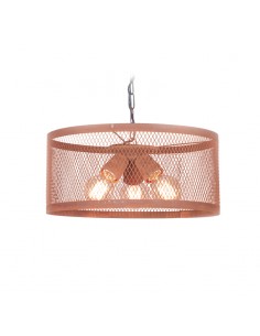 COLGANTE PILAR PANTALLA METALICA 45CMS 3 LUCES E27 COBRE