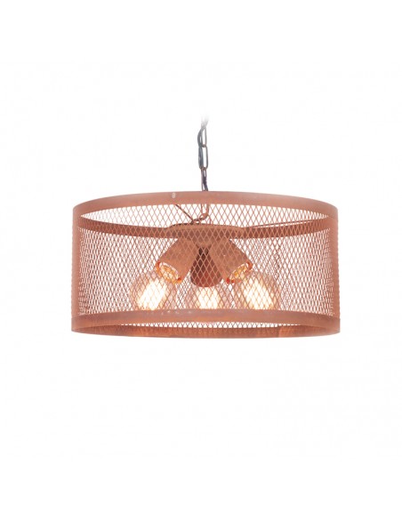 COLGANTE PILAR PANTALLA METALICA 45CMS 3 LUCES E27 COBRE