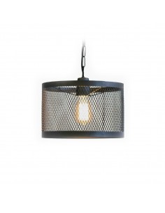 COLGANTE PILAR PANTALLA METALICA 30CMS 1 LUZ E27 NEGRO