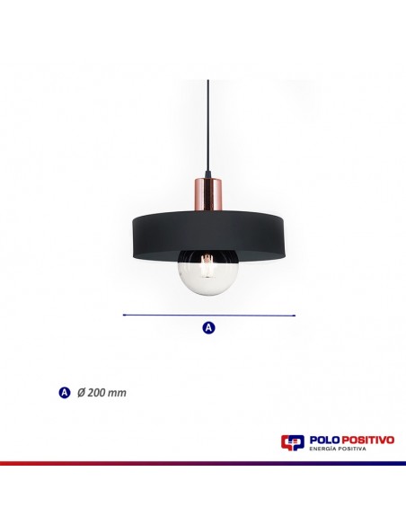 COLGANTE BALCARCE 1 LUZ 20CM E27 NEGRO COBRE