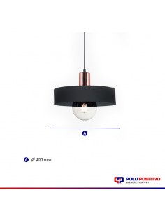 COLGANTE BALCARCE 1 LUZ 40CM E27 NEGRO COBRE 2