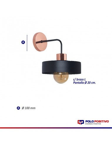 APLIQUE BALCARCE 1 LUZ 20CMS NEGRO COBRE