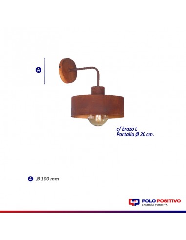 APLIQUE BALCARCE 1 LUZ 20CMS OXIDO