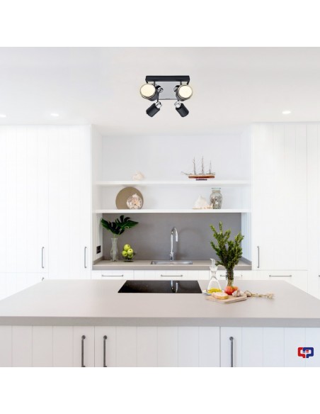 APLIQUE JULITA 4 LUCES GU10 CUADRADO NEGRO CANDIL