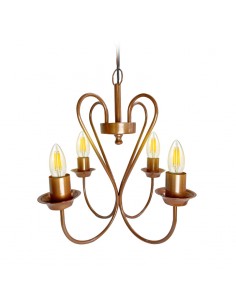 COLGANTE ARAÑA GOTICO VINTAGE 4 LUCES COBRE