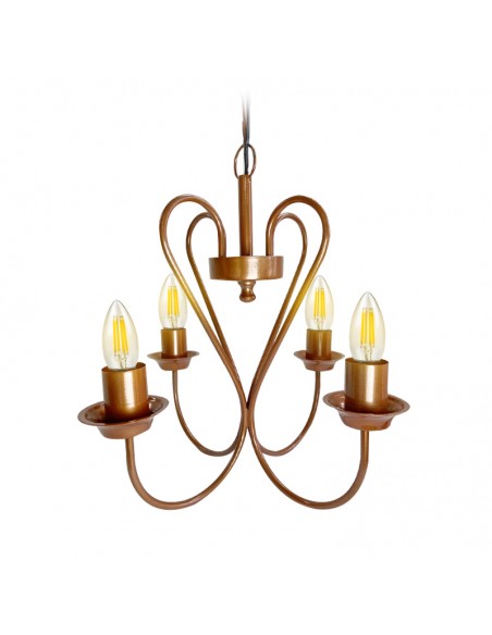 COLGANTE ARAÑA GOTICO VINTAGE 4 LUCES COBRE