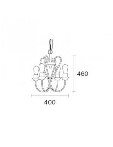 COLGANTE ARAÑA GOTICO VINTAGE 4 LUCES COBRE