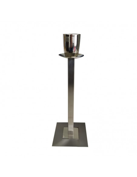 VELADOR CAÑO CUADRADO 20X20 NIQUEL SIN PANTALLA