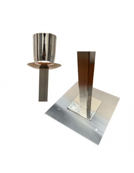 VELADOR CAÑO CUADRADO 20X20 NIQUEL SIN PANTALLA